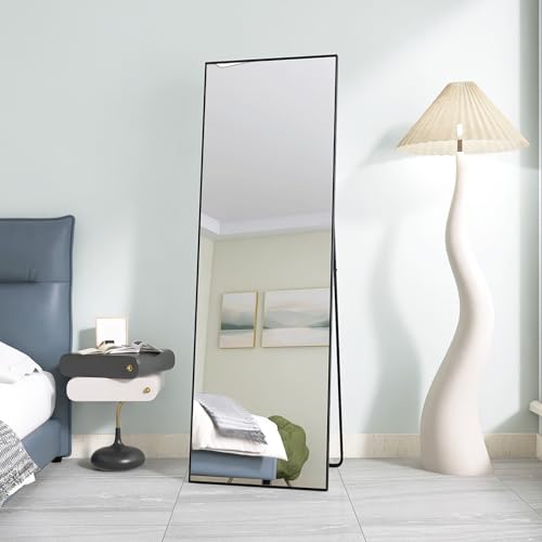 LONELYO Ganzkörperspiegel, Standspiegel mit, Stand- und Wandmontierbar – Aluminiumrahmen und gehärtetes Glas, Ideal für Schlafzimmer, Wohnbereich, Flur oder Badezimmer, 162x53cm von LONELYO