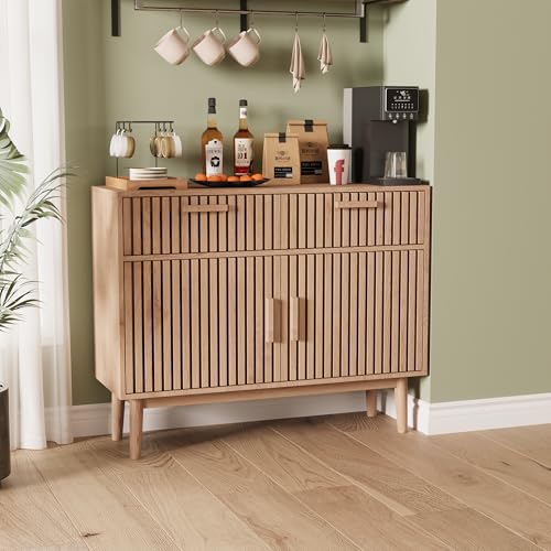 LONELYO Küchenschränke, Aufbewahrungsschränke, Küche, Sideboard, Esszimmer, geeignet für Wohnzimmer, Esszimmer, zwei Schubladen und zwei Türen, natürliche Holzfarbe von LONELYO