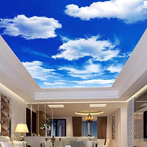 Fototapete 3D Effekt Individuelle Fototapete Blauer Himmel Und Weiße Wolken Deckenbild Tapeten Wohnzimmer Schlafzimmer Decke Hintergrund Dekor Wand 150X105CM von LONFENNER