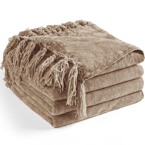 LONG CREATE Chenille-Überwurfdecke für Couch, 127 x 152 cm, weich, gemütlich, Fransenüberwurf, Decke für Bett, Couch, Stuhl, dekorativ, leicht, Strickdecke, Geschenk, Taupe LONG CREATE Chenille-Überwurfdecke für Couch, 127 x 152 cm, weich, gemütlich, Fransenüberwurf, Decke für Bett, Couch, Stuhl, dekorativ, leicht, Strickdecke, Geschenk, Taupe von LONG CREATE