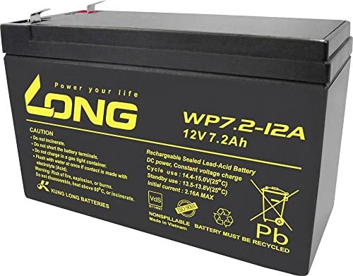 Kung Long WP7.2-12A 12Volt 7,2Ah Faston 6,3mm Steckkontakte von LONG