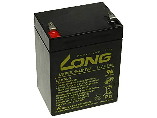 LONG Blei-Säure Akku 12V 2,9Ah F1 (WP2.9-12TR) PBLO-12V002,9-F1A Schwarz von LONG