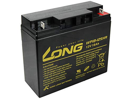 LONG Blei-Säure Akku 12V 18Ah F3 HighRate (WP18-12SHR) PBLO-12V018-F3AH Schwarz von LONG