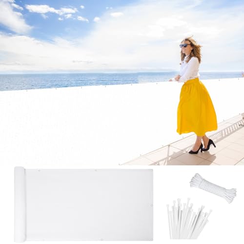 Balkonsichtschutz Sichtschutz 150 x 400 cm HDPE Balkonbespannung mit Kabelbinder Atmungsaktiv Sonnenschutz Netz, Balkonverkleidung mit Seil für Gartenanlagen, Camping, Weiß Balkonsichtschutz Sichtschutz 150 x 400 cm HDPE Balkonbespannung mit Kabelbinder Atmungsaktiv Sonnenschutz Netz, Balkonverkleidung mit Seil für Gartenanlagen, Camping, Weiß von LONGCAO