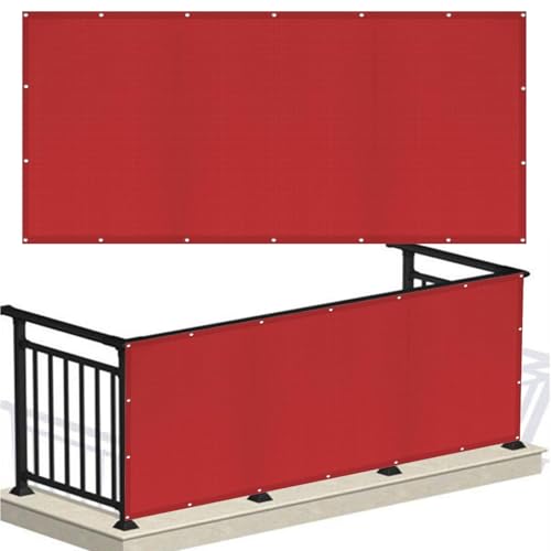 Balkonverkleidung Balkon 150 x 200 cm HDPE Balkonbespannung mit Kabelbinder Atmungsaktiv Balkonverkleidung Balkonabdeckung Balkonbespannung für Gartenanlagen, Camping, Rot von LONGCAO