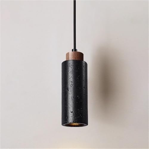 LONGDUOU Schwarzer Travertin-Kronleuchter mit langem Rohr, E 27 Basis, Nachttischlampe für Schlafzimmer, moderne Mitte des Jahrhunderts, für Kücheninsel, Esszimmer, Schlafzimmer, C von LONGDUOU