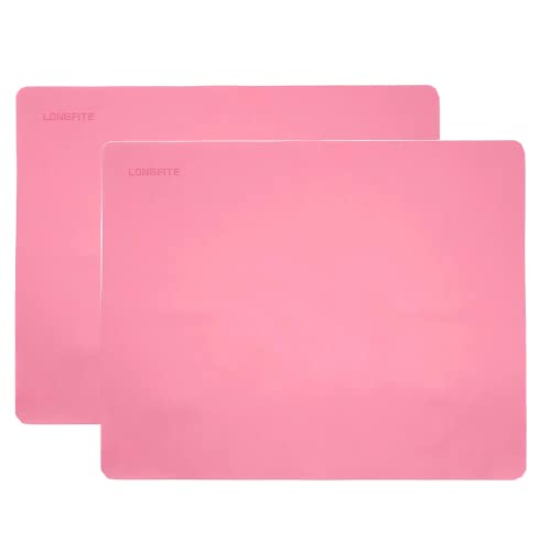 LONGFITE 2 Stück große Platzsets, Silikon-Tischsets für Kinder, rutschfeste, hitzebeständige Schutzunterlagen für Tisch, Schreibtisch, Arbeitsplatte (40 x 50 cm Rosa) von LONGFITE