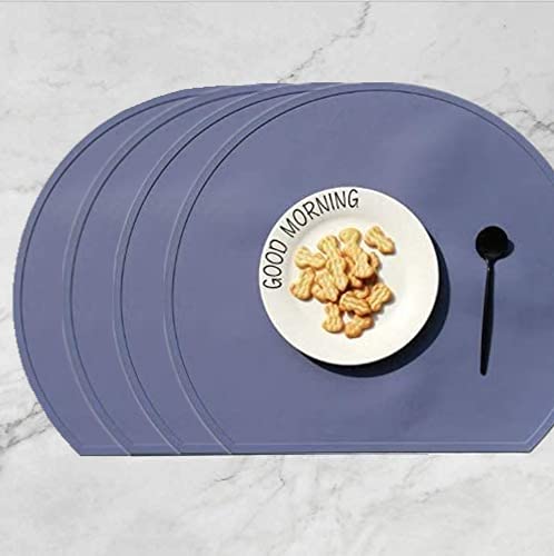 LONGFITE Dicke Tischsets Silikon Tischsets für Kinder Rutschfeste Tischsets, 4er Pack (Blau) von LONGFITE