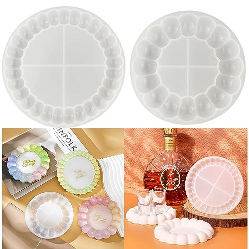 LONGHAO 2 pcs Bubble Tray Form Untersetzer,Silikonform Untersetzer Tablett,Resin Silicone Tablett Untersetze,Silikonform Tablett Epoxidharz Untersetzer,Silikonformen Teller für Schmuckteller von LONGHAO