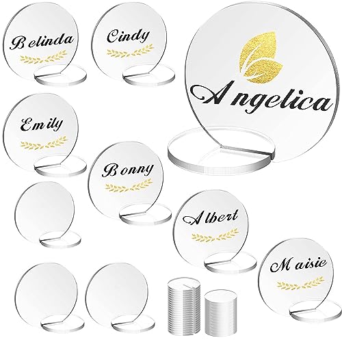 LONGHAO 10pcs Acryl Bogen Tischnummern,Bogen Acryl Tischnummer Halter,Acryl Bogen Tischschilder,Runde Tischkarten aus Acryl,Transparente Acryl-Platzkarten,DIY Namenskarten,Tischnummern für Hochzeit von LONGHAO