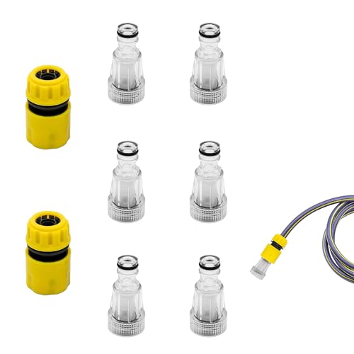 LONGHAO 6+2 pcs Wasserfilter Filter Gartenschlauch Wasserschlauch Filter Garten Wasserfilter Gartenschlauch Set Wasser Filter,mit 2 Schnelladapter,für Hochdruckreiniger,Gartenpumpe,Wohnmobil (#1) von LONGHAO