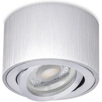 Flacher Aufbaustrahler Alu-gebürstet rund für LED-Modul schwenkbar Deckenleuchte von LONGLIFE LED GMBH BY HK