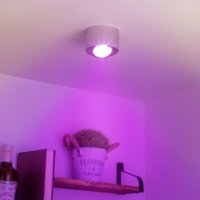 Flacher Aufbaustrahler rund schwenkbar Deckenleuchte - Farbe: Alu-gebürstet - LED Leuchtmittel: 5W RGB+CCT 230V dimmbar 60° von LONGLIFE LED GMBH BY HK