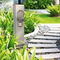 Garten Steckdosensäule für außen - Farbe: Edelstahl - Ausführung: 4 Steckdosen Garten Steckdosensäule für außen - Farbe: Edelstahl - Ausführung: 4 Steckdosen von LONGLIFE LED GMBH BY HK