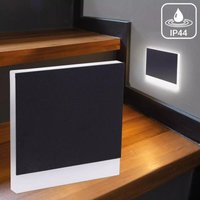 IP44 LED Treppenstufenleuchte 230V Wandleuchte eckig schwarz - Lichtfarbe: Neutralweiß 4000K 1,5W - Lichtaustritt: Orbis IP44 LED Treppenstufenleuchte 230V Wandleuchte eckig schwarz - Lichtfarbe: Neutralweiß 4000K 1,5W - Lichtaustritt: Orbis von LONGLIFE LED GMBH BY HK