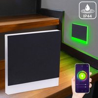 IP44 LED Treppenstufenleuchte 230V Wandleuchte eckig schwarz - Lichtfarbe: Smart Tuya RGB CCT 3W - Lichtaustritt: Orbis von LONGLIFE LED GMBH BY HK