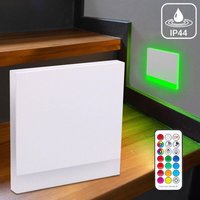 IP44 LED Treppenstufenleuchte 230V Wandleuchte eckig weiß - Unterteil Lichtfarbe: RGB Warmweiß 3W - Lichtaustritt: Orbis von LONGLIFE LED GMBH BY HK