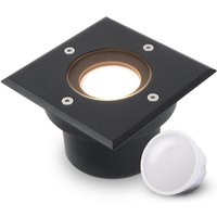 LED Bodeneinbaustrahler Schwarz FLACH eckig 230V IP67 - Leuchtmittel: 5W 2700K DIMMBAR 120° - Anzahl: 1x von LONGLIFE LED GMBH BY HK
