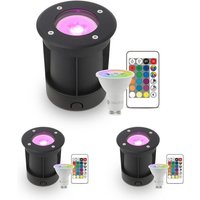 LED Bodeneinbaustrahler Schwarz rund 230V IP67 - Leuchtmittel: GU10 5W RGB+CCT inkl. IR Fernbedienung - Anzahl: 3x LED Bodeneinbaustrahler Schwarz rund 230V IP67 - Leuchtmittel: GU10 5W RGB+CCT inkl. IR Fernbedienung - Anzahl: 3x von LONGLIFE LED GMBH BY HK