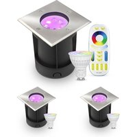LED Bodeneinbaustrahler eckig Edelstahl 230V IP67 - Leuchtmittel: GU10 RGB+CCT DIMMBAR inkl. Fernbedienung - Anzahl: 3x LED Bodeneinbaustrahler eckig Edelstahl 230V IP67 - Leuchtmittel: GU10 RGB+CCT DIMMBAR inkl. Fernbedienung - Anzahl: 3x von LONGLIFE LED GMBH BY HK