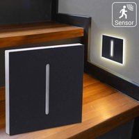 LED Treppenleuchte mit Bewegungsmelder eckig schwarz Lichtfarbe auswählbar (CCT) - Lichtaustritt: Fokus von LONGLIFE LED GMBH BY HK