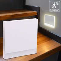 LED Treppenleuchten mit Bewegungsmelder eckig weiß 1,5W - Lichtfarbe: Warmweiß - Lichtaustritt: Orbis von LONGLIFE LED GMBH BY HK
