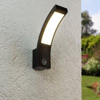 LED Wandleuchte Außenleuchte Curve 15W neutralweiß IP54 - Ausführung: Schwarz mit Sensor von LONGLIFE LED GMBH BY HK