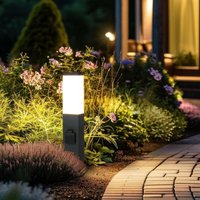 Pollerleuchte 45cm mit 2x Steckdosen E27 Fassung IP44 - Farbe: anthrazit - Leuchtmittel: Ohne von LONGLIFE LED GMBH BY HK