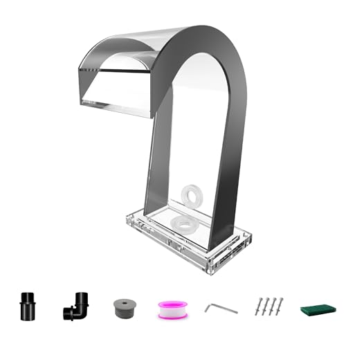 LONGRUNNEW Wasserfall Überlauf Acryl Pool Brunnen gebogen mit Zubehör, Teich Wasserfälle S-förmigen Outdoor-Wasser Überlauf Brunnen Kit für Garten Terrasse Schwimmbad Dekoration-32cm Höhe von LONGRUNNEW