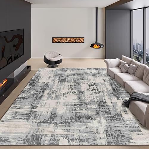 LONGSAO Kurzflor Wohnzimmer Teppich 180 x 250 cm Schlafzimmer Rutschfester Teppich Sofakissen Modernes abstraktes Tintengrau von LONGSAO