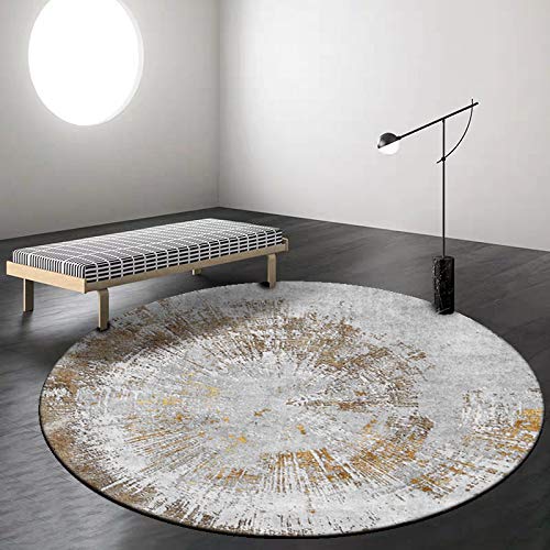 LONGSAO Kurzflor Wohnzimmer Teppich ø 130 cm Schlafzimmerteppich Rund Rutschfester Teppich Sofakissen Modernes abstraktes Graugelb LONGSAO Kurzflor Wohnzimmer Teppich ø 130 cm Schlafzimmerteppich Rund Rutschfester Teppich Sofakissen Modernes abstraktes Graugelb von LONGSAO
