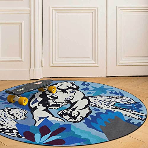 LONGSAO Moderner Designer Teppich ø 70 cm rutschfest Waschbar Teppich Rund Kurzflor Teppiche blau grau Pflanze Leopard LONGSAO Moderner Designer Teppich ø 70 cm rutschfest Waschbar Teppich Rund Kurzflor Teppiche blau grau Pflanze Leopard von LONGSAO