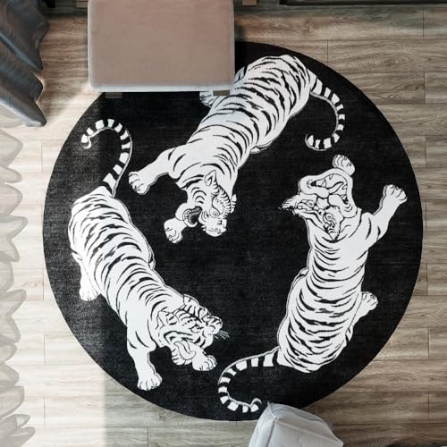 LONGSAO Rund Kurzflor Designer Teppich ø 90 cm Extra Weich fürs Wohnzimmer Schlafzimmer Esszimmer oder Schlafzimmer Modernes abstraktes Schwarzweiß LONGSAO Rund Kurzflor Designer Teppich ø 90 cm Extra Weich fürs Wohnzimmer Schlafzimmer Esszimmer oder Schlafzimmer Modernes abstraktes Schwarzweiß von LONGSAO