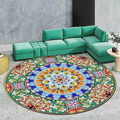 LONGSAO Rund Wohnzimmer Teppich ø 100 cm Modern Anti-Rutsch Teppiche Esszimmer oder Schlafzimmer Blumen Ethno-Stil rot blau grün LONGSAO Rund Wohnzimmer Teppich ø 100 cm Modern Anti-Rutsch Teppiche Esszimmer oder Schlafzimmer Blumen Ethno-Stil rot blau grün von LONGSAO