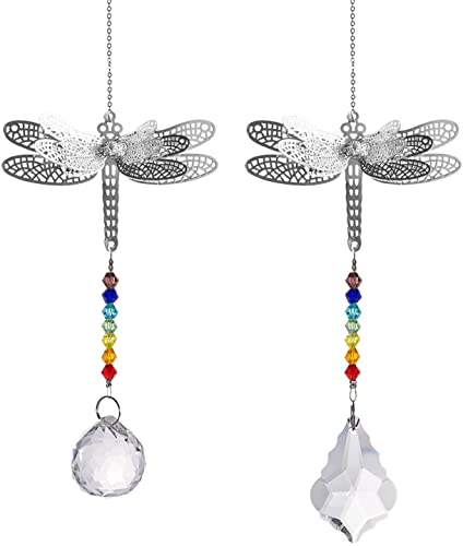 LONGSHENG 2 Stück Libelle Regenbogen Kristall Sonnenfänger Ahornblatt Kronleuchter Kristall Kugel Prisma Sonnenfänger Hängende Zubehör Dekoration Geschenk von LONGSHENG - SINCE 2001 -