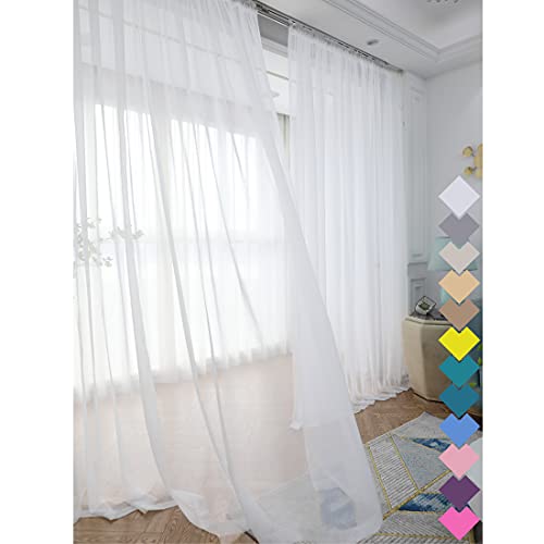 Fenstervorhänge, Elfenbeinfarben, transparent, 330 cm lang, 2 Paneele, einfache Stangentasche für Schlafzimmer, Kinder, Wohnzimmer, Hof, Küche von LONGTAI