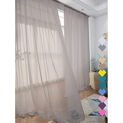 Fenstervorhänge, Hellgrau, 330 cm lang, 2 Paneele, schlicht, mit Stangentasche, für Schlafzimmer, Kinder, Wohnzimmer, Hof, Küche von LONGTAI