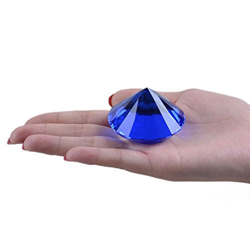 Kristalldiamant-Briefbeschwerer von Longwin, 50 mm breit, Dekoration für zu Hause oder für Veranstaltungen, einheitliche Farbe, blau von LONGWIN