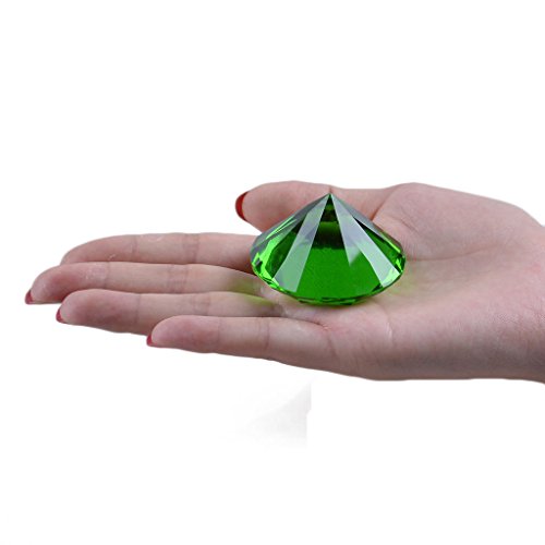 Kristalldiamant-Briefbeschwerer von Longwin, 50 mm breit, Dekoration für zu Hause oder für Veranstaltungen, einheitliche Farbe, grün von LONGWIN