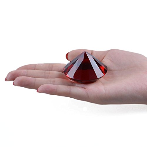 Kristalldiamant-Briefbeschwerer von Longwin, 50 mm breit, Dekoration für zu Hause oder für Veranstaltungen, einheitliche Farbe, rot von LONGWIN