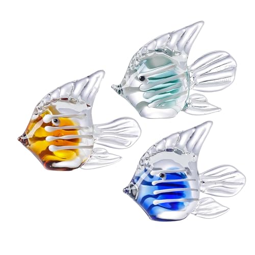 LONGWIN Miniatur-Fischfiguren aus geblasenem Glas, Sammlerstück, Dekoration für Zuhause, handgefertigte Meerestier-Skulptur, 3er-Set LONGWIN Miniatur-Fischfiguren aus geblasenem Glas, Sammlerstück, Dekoration für Zuhause, handgefertigte Meerestier-Skulptur, 3er-Set von LONGWIN