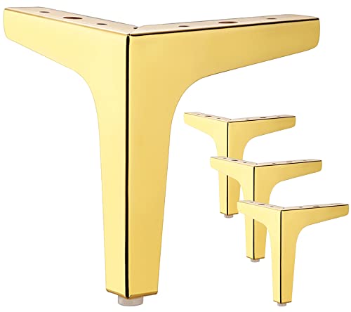 LONGZG 4 Stück 13 cm Gold Metall möbelfüße, DIY Dreieck Tischbeine, geeignet für Schrank, Sofa, Couchtisch, TV-Schrank und andere Möbelfüsse. von LONGZG