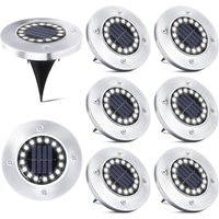 Longziming - 16 LED-Solarleuchten für den Außenbereich, 8 Stück, Solarstrahler, Garten-Einbauleuchte, IP65, wasserdichte Pfostenleuchte für Gehweg, von LONGZIMING