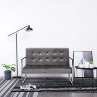 2-Sitzer-Sofa mit Armlehnen Dunkelgrau Chrom und Samt von LONGZIMING