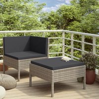 Longziming - 2-tlg. Garten-Lounge-Set mit Auflagen Poly Rattan Grau von LONGZIMING