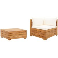 2-tlg. Garten-Lounge-Set mit Kissen Massivholz - Weiß - Prolenta Premium von PROLENTA PREMIUM