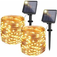 2er-Pack] Solar-Lichterkette für den Außenbereich, 12 m, 120 LEDs, wasserdicht, Solar-Lichterkette, 8 Modi, Dekorationslicht für Garten, Baum, von LONGZIMING