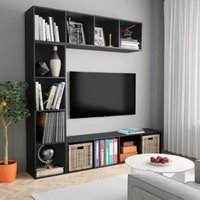 Longziming - 3-tlg. Bücher-/TV-Schrank Set Schwarz 180×30×180 cm von LONGZIMING