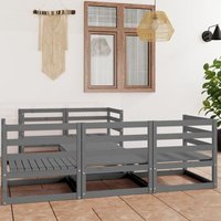 Longziming - 6-tlg. Garten-Lounge-Set Grau Kiefer Massivholz von LONGZIMING