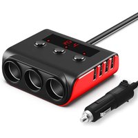 7-in-1-Mehrfachsteckdosen-Zigarettenanzünder-Adapter, 120 W (12/24 V), Kfz-Ladegerät-Adapter, Ladegerät mit 3 Anschlüssen und 4 USB-Anschlüssen, von LONGZIMING